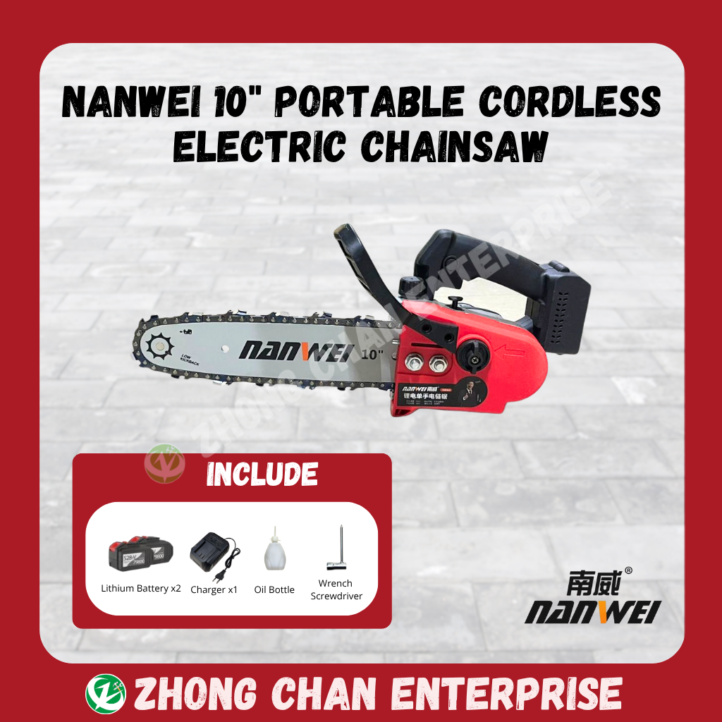 NANWEI 10" Cordless Electric Chainsaw – Rechargeable Wood Cutting Saw