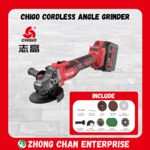 CHIGO Cordless Angle Grinder – Powerful Multi-Function Cutting & Grinding Tool