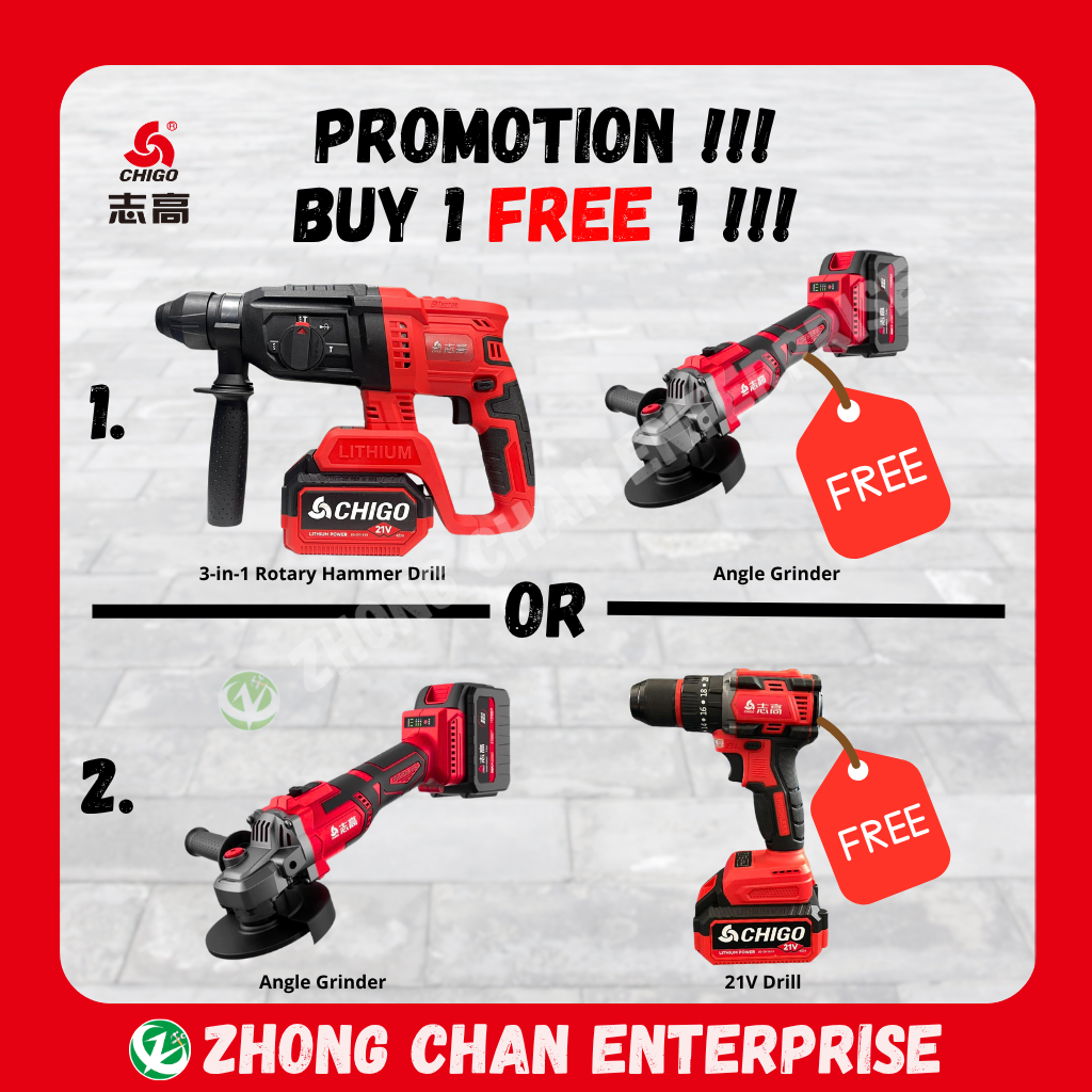 CHIGO OFFER 3-in-1 Rotary Hammer OR Angle Grinder