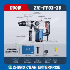 DONGCHENG Electric Rotary Hammer & Demolition Hammer – Dual Function, Heavy-Duty Impact Drill for Concrete