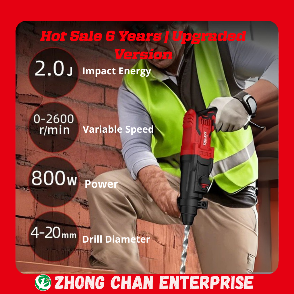 DELIXI 800W Rotary Hammer Drill – Heavy Duty Electric Drill - Image 5