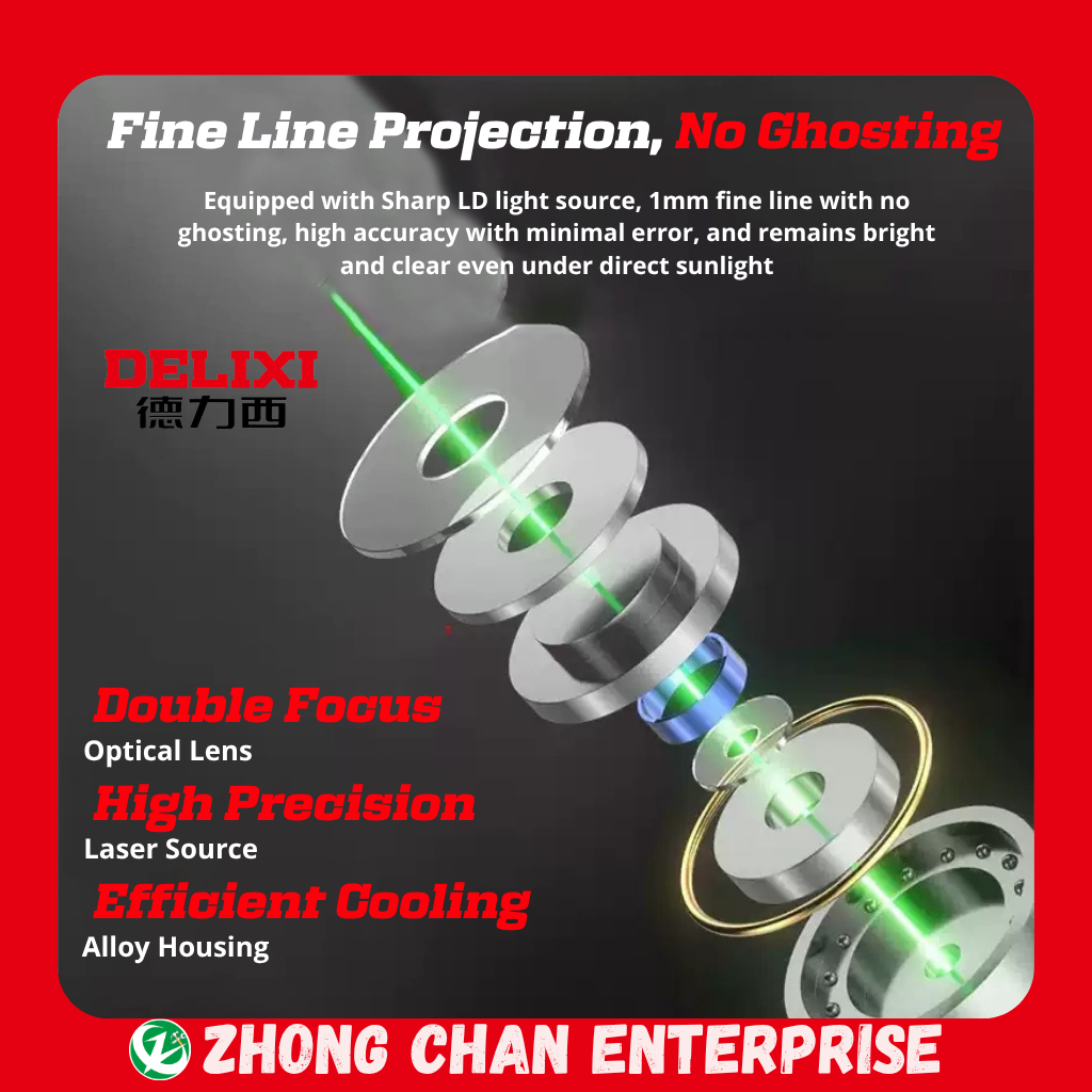 DELIXI 5-Line Green Laser Level DLX-SPYLSG5 – High Precision Measuring Tool - 图片 6