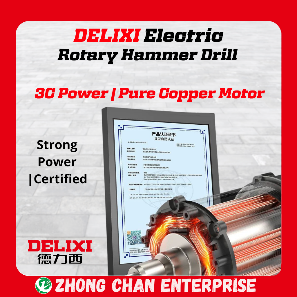 DELIXI 800W Rotary Hammer Drill – Heavy Duty Electric Drill - Image 4