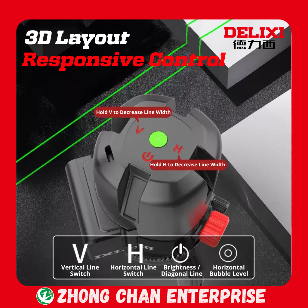 DELIXI 5-Line Green Laser Level DLX-SPYLSG5 – High Precision Measuring Tool - 图片 4