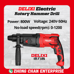 DELIXI 800W Rotary Hammer Drill – Heavy Duty Electric Drill