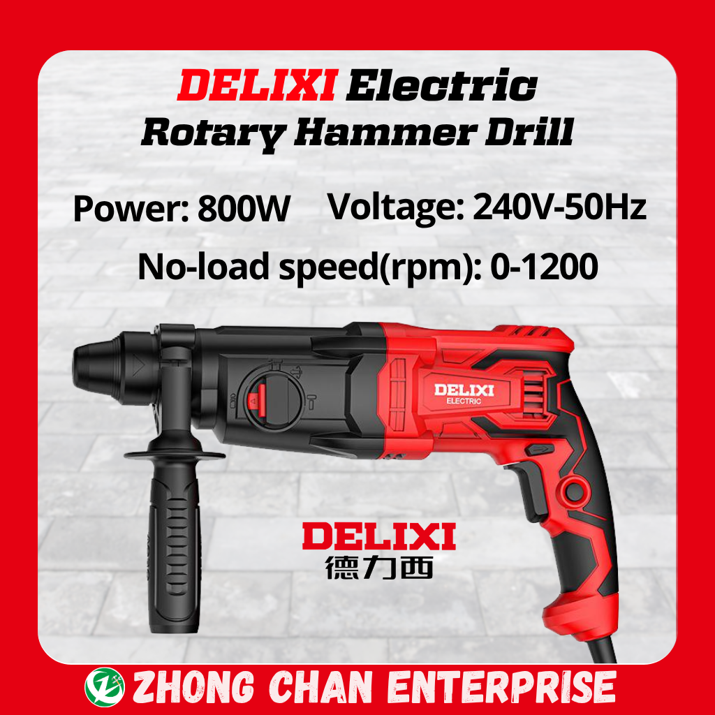 DELIXI 800W Rotary Hammer Drill – Heavy Duty Electric Drill