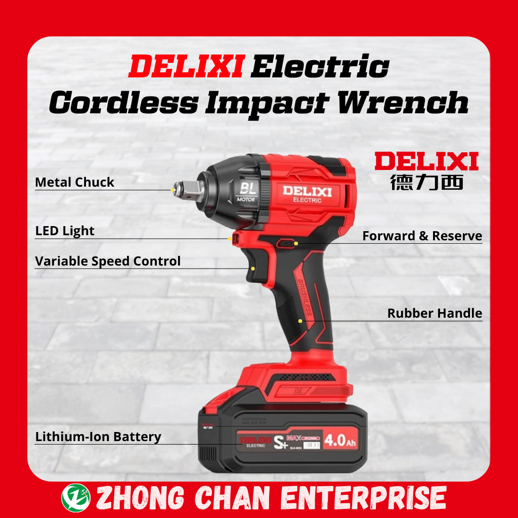 DELIXI 21V Cordless Impact Wrench – Heavy Duty with 6.0Ah Batteries - Image 2