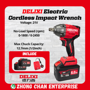 DELIXI 21V Cordless Impact Wrench – Heavy Duty with 6.0Ah Batteries