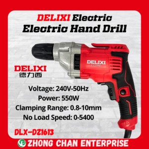 DELIXI Electric Hand Drill DLX-DZ1613 / DZ1615 – 550W / 710W Power