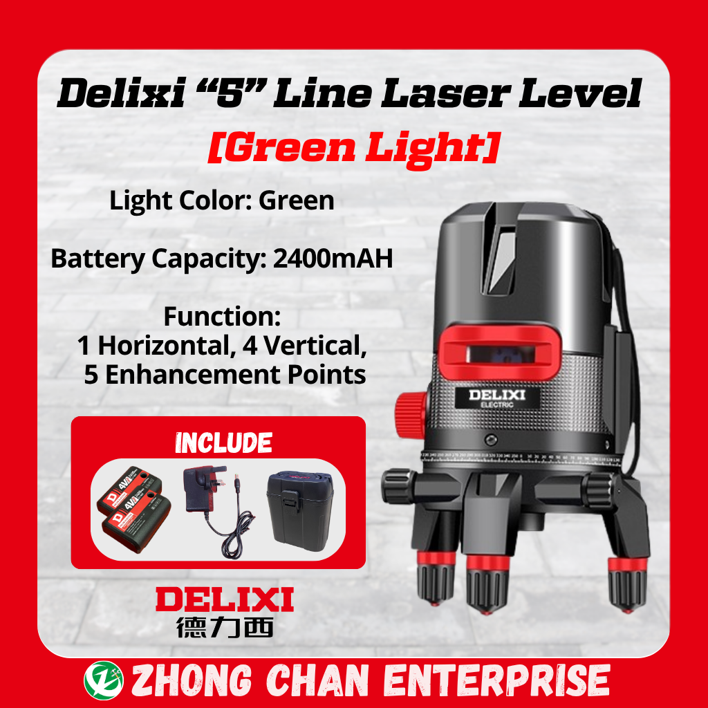 DELIXI 5-Line Green Laser Level DLX-SPYLSG5 – High Precision Measuring Tool