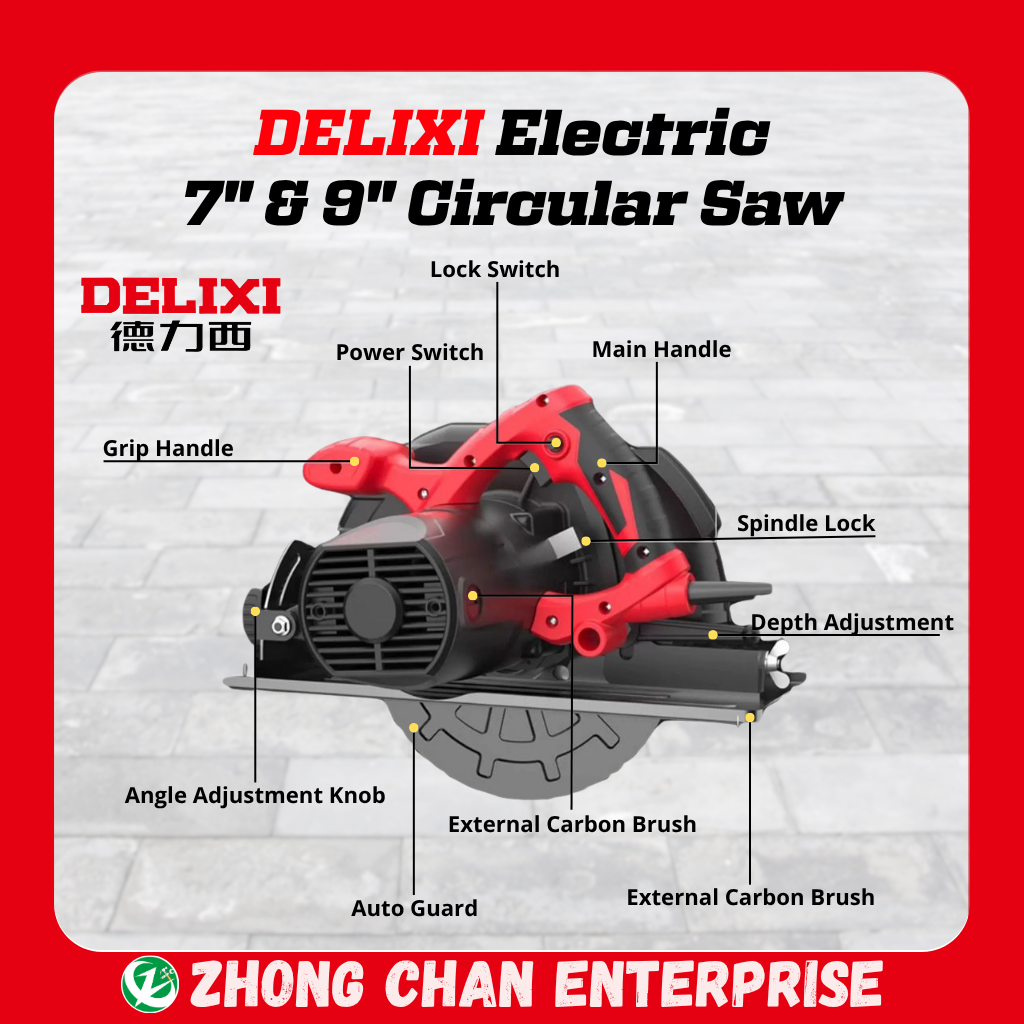 DELIXI Circular Saw DLX-XC71852 / DLC-XC92352 – 7" & 9", 1150W / 2100W Power - Image 2