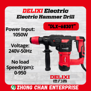DELIXI Electric Hammer Drill DLX-6830T / DLX-RHA0869 – 1050W / 1150W Power