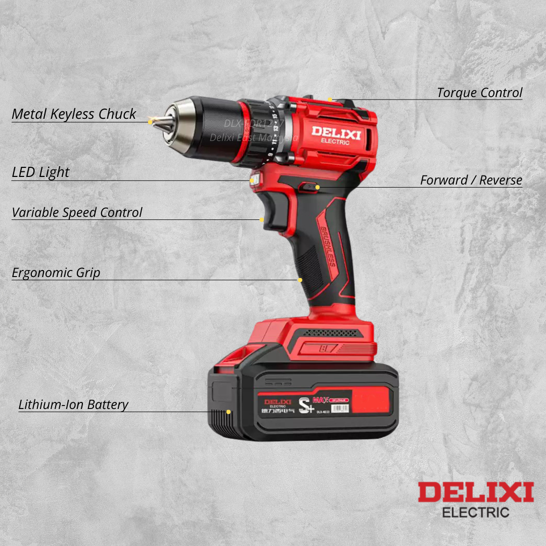 DELIXI 21V Cordless Impact Drill – High Torque & Wide Range - 图片 2