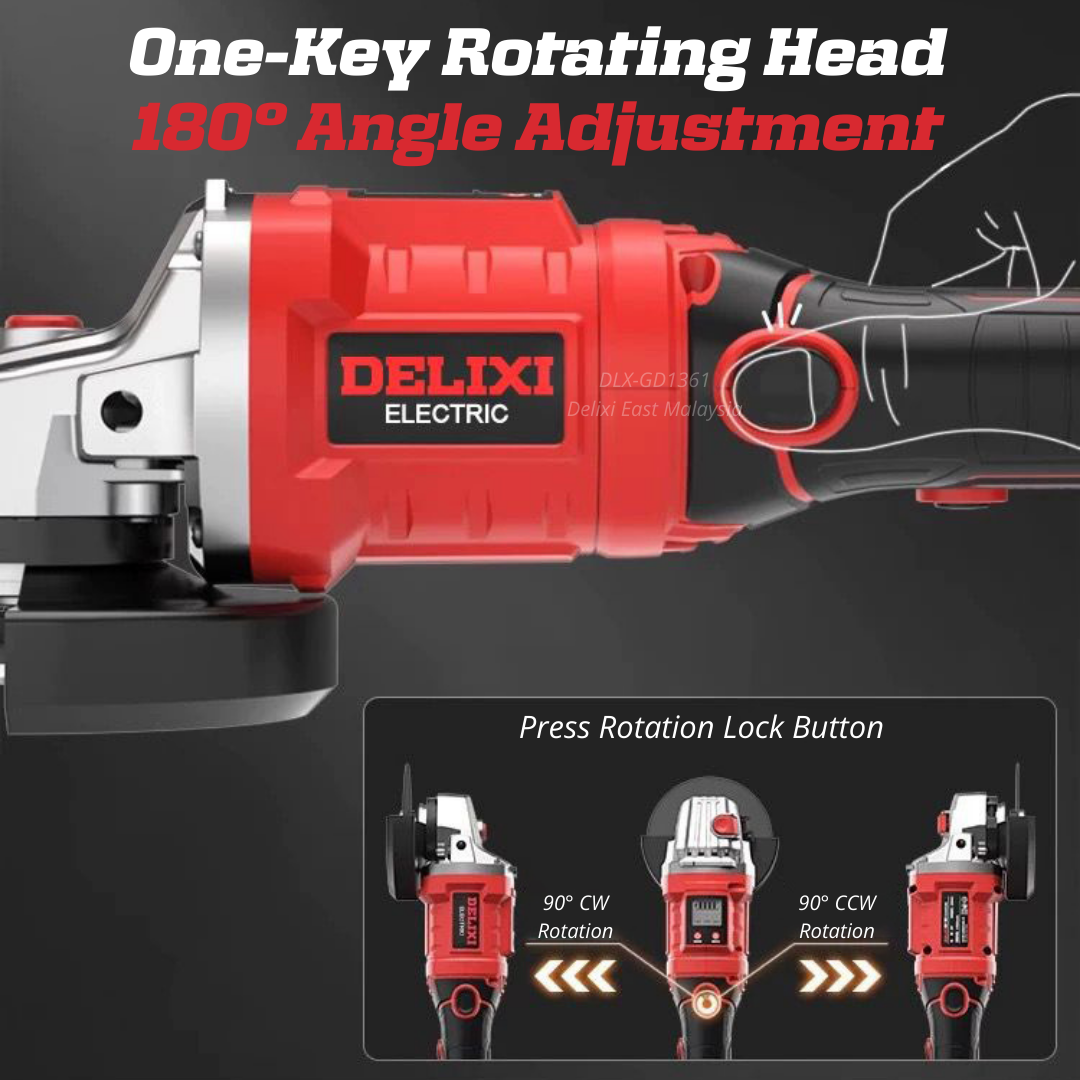 DELIXI 21V Cordless Angle Grinder – 100mm Disc, 6.0Ah Power - 图片 3