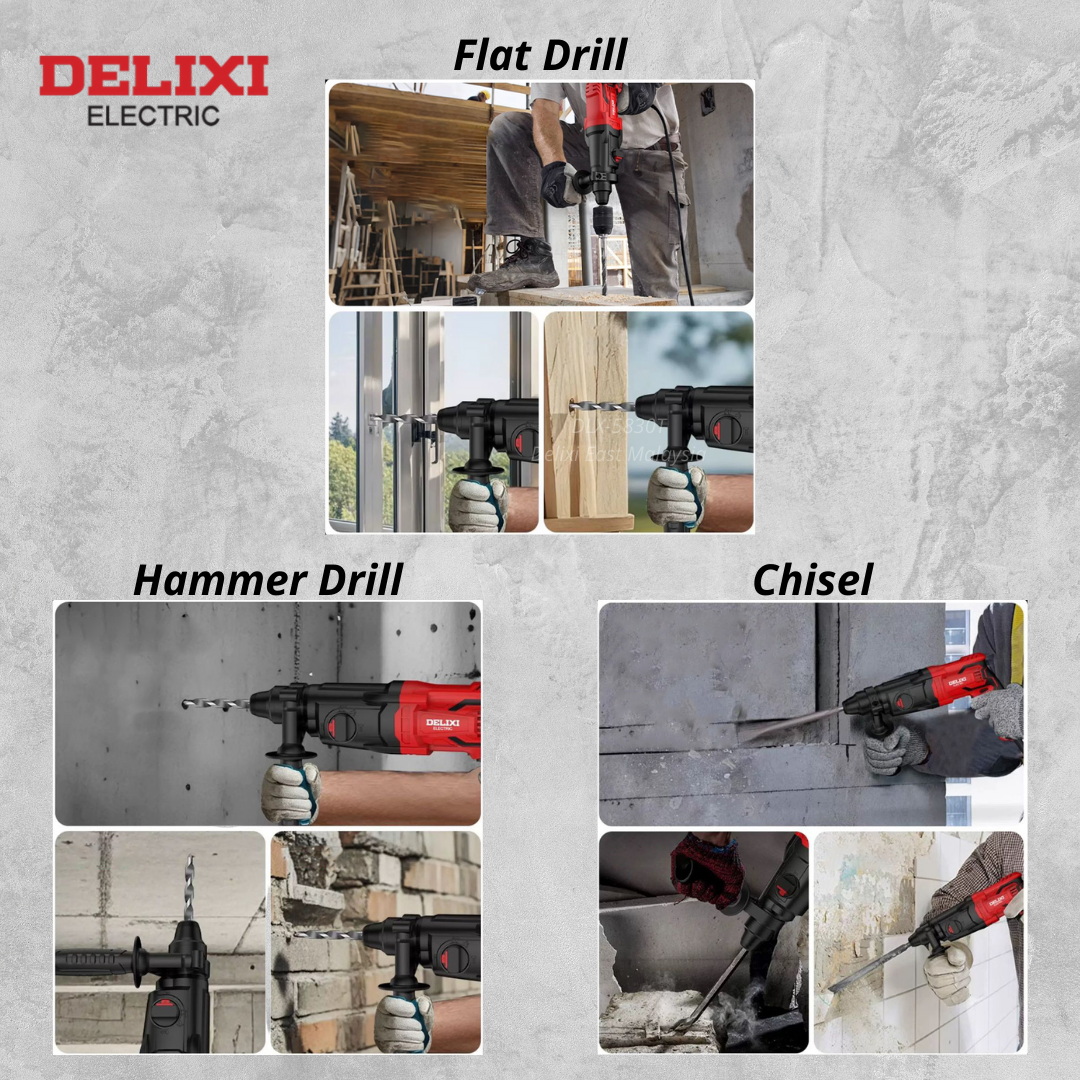 DELIXI 800W Rotary Hammer Drill – Heavy Duty Electric Drill - Image 3