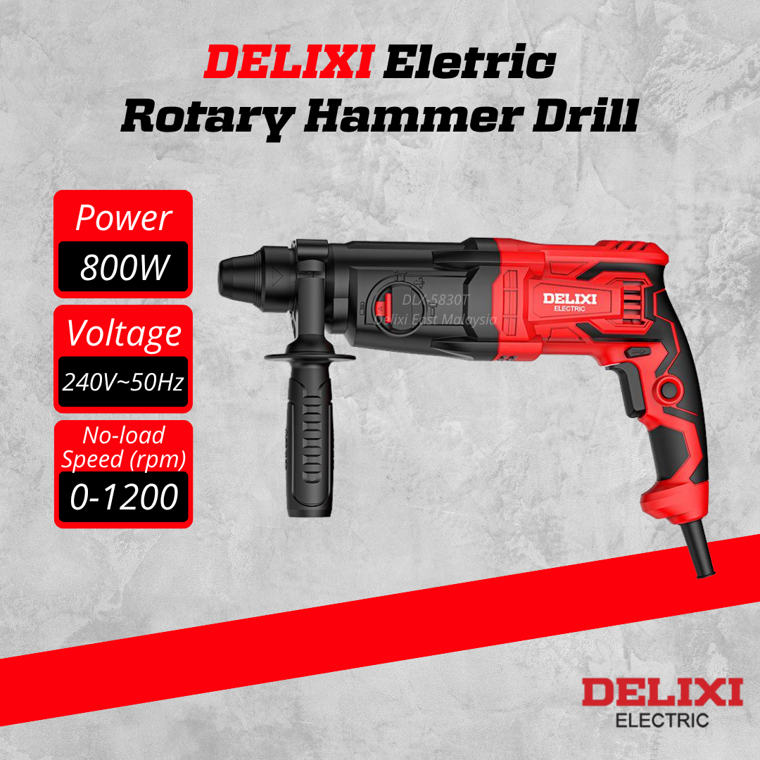 DELIXI 800W Rotary Hammer Drill – Heavy Duty Electric Drill