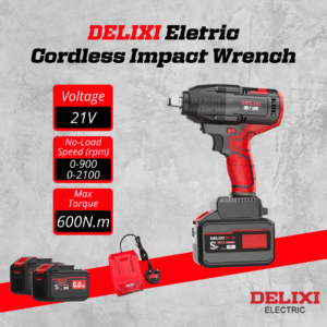 DELIXI 21V Cordless Impact Wrench – 600N·m High Torque