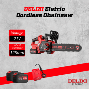 DELIXI 21V Cordless Chainsaw – 125mm, 6.0Ah Power