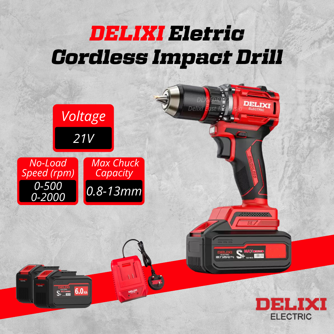 DELIXI 21V Cordless Impact Drill – High Torque & Wide Range