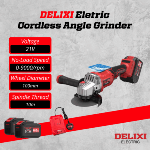 DELIXI 21V Cordless Angle Grinder – 100mm Disc, 6.0Ah Power