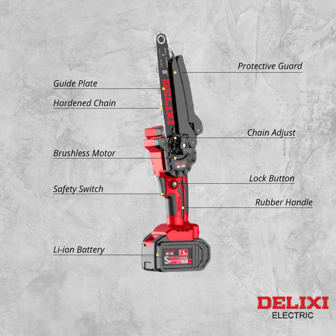 DELIXI 21V 8-Inch Cordless Pole Saw & Pruner – 200mm, 5400RPM Power - Image 2